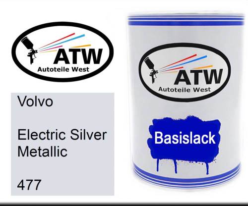 Volvo, Electric Silver Metallic, 477: 500ml Lackdose, von ATW Autoteile West.